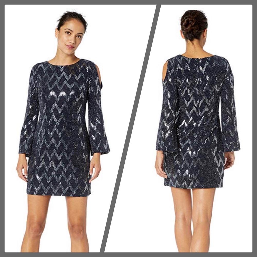 NWT Jessica Howard Cold Shoulder Sheath Navy SZ 10